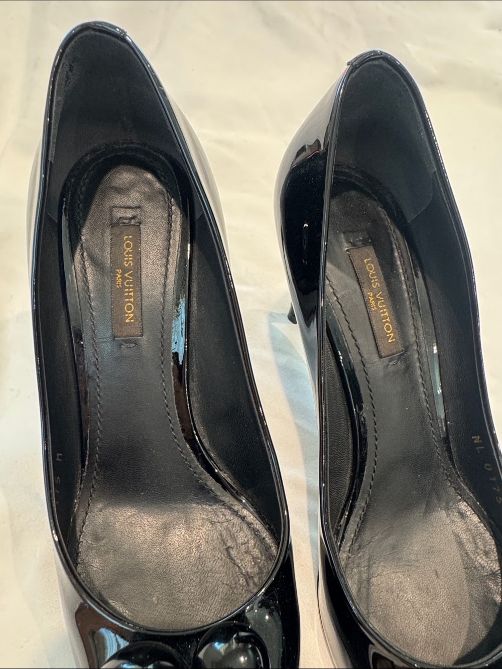 Louis Vuitton Black Patent Leather Pointed Toe Pumps with Decorative Spheres - Picture 2 of 14